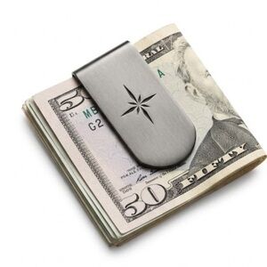 Vintage Silver Star-Engraved Money Clip